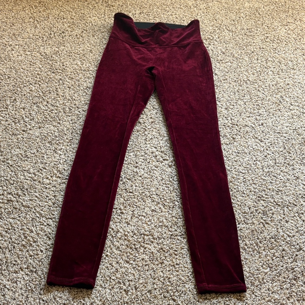 SPANX Burgundy velvet Leggings
